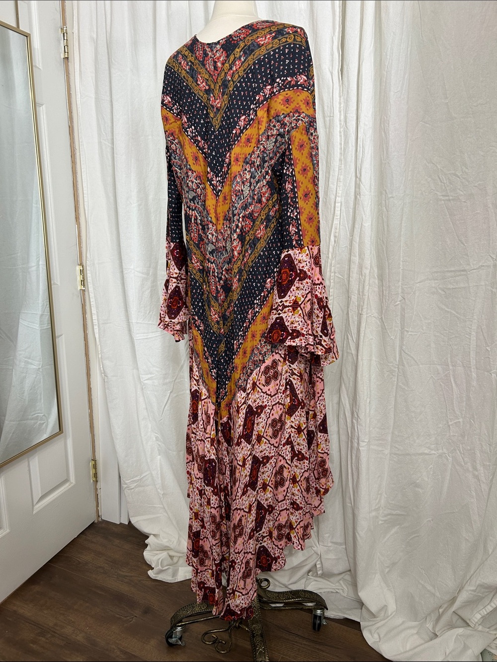 Like New Maxi Kimono Hi Low long flutter sleeve Duster Robe open top size XL - Picture 5 of 9